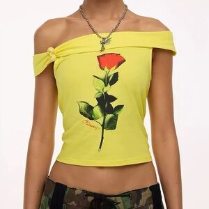 New Heaven by Marc Jacobs Women's Yellow and Red Crop-top